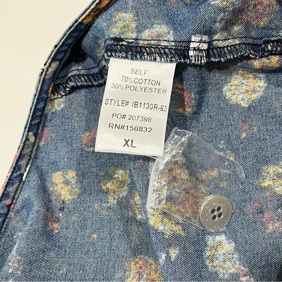 BiBi Blue Floral Wide Leg Boho Jumpsuit Overalls Size XL - Picture 8 of 11